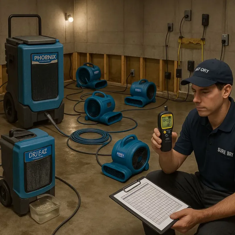 Structural Drying and Dehumidification process in Idalou, TX